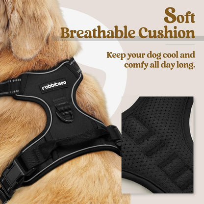 Rabbitgoo Dog Harness, No Pull for Large Dogs with 2 Leash Clips, Pet Vest | No Choke with Handle, Adjustable Soft Padded, Reflective, Easy Control for Walking, Black, Large2