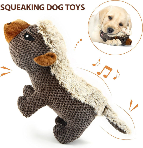IOKHEIRA Dog Plush Toys for Aggressive Chewers, Indestructible Dog Squeaky Toys with Crinkle Paper, Durable Teething Chew Toys for Medium and Large Breed (Grey)2