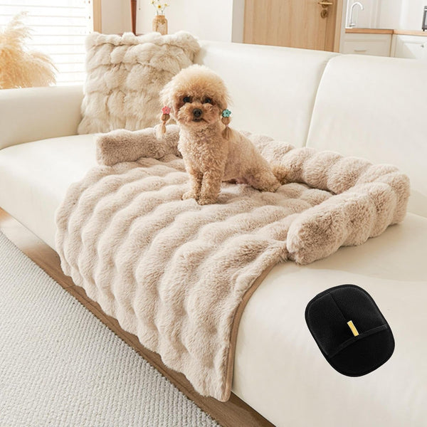 Dog Couch Bed for Dogs & Cats (29.5"X29.5"), Washable Plush Dog Bed for Couch with Bolster, Non-Slip Bottom, Furniture Protector for Sofa, Bed & Car Seat1