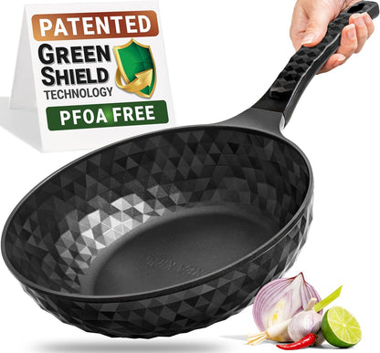 Diamond X Premium Non Stick Wok Pan - 11" Large Flat Bottom Chinese Wok - Woks & Stir-Fry Pans Nonstick - Titanium-Coated 8-Layered Korean Engineered Skillet for Frying, Oil-Free, Pfoa-Free1