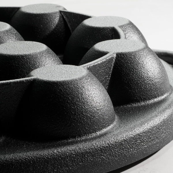 Utsava Pre-Seasoned Cast Iron 12-Hole Appam Pan | Appe Pan with Lid, Great for Paniyaram, Takoyaki and More5