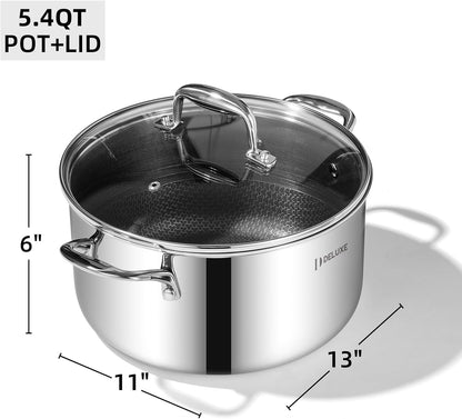 5.4 Qt Hybrid Ceramic Nonstick Dutch Oven with Lid for Cooking | Tempered Glass Lid, Dishwasher Oven Safe, Induction Ready, PFOA Free Compatible with All Cooktops2