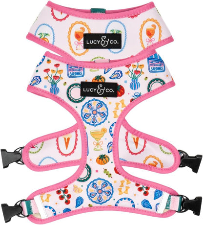 Lucy & Co. Reversible Dog Harness - Water-Repellent Neoprene, Dual-Print Design, Easy Swap Style, Adjustable Comfort Fit - Take a Bow Reversible Harness - Small10