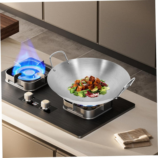 12 Inch Stainless Steel round Bottom Wok Large Capacity Frying Pan Double Handle Gas Stove Compatible Cookware Versatile for Stir-Fry and Bbq6