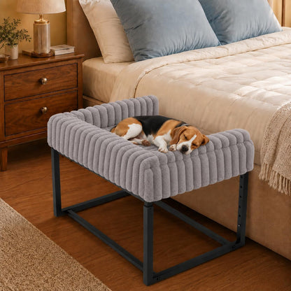 Bedside Dog Bed Adjustable Elevated Bunk Lounge Dog Bed Attach to Human Bed | Dog & Cats Window Perch, 25"X18" Metal Frame Pet Bedside Co-Sleeper with Thick Supportive Cushion Mattress & Washable Cover1