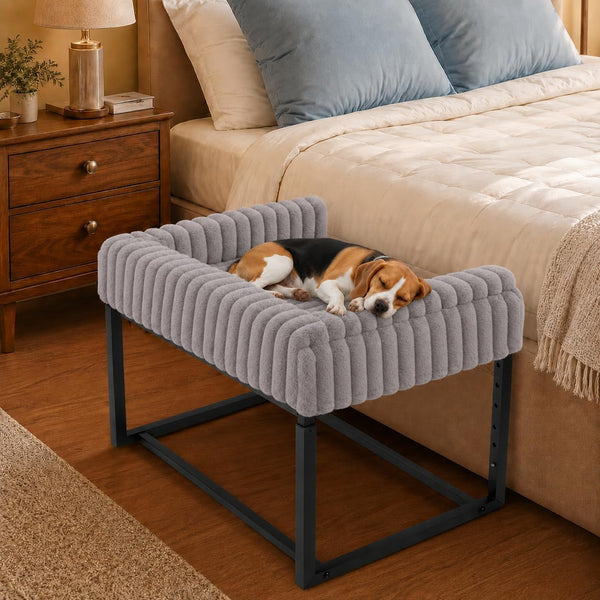 Bedside Dog Bed Adjustable Elevated Bunk Lounge Dog Bed Attach to Human Bed | Dog & Cats Window Perch, 25"X18" Metal Frame Pet Bedside Co-Sleeper with Thick Supportive Cushion Mattress & Washable Cover1