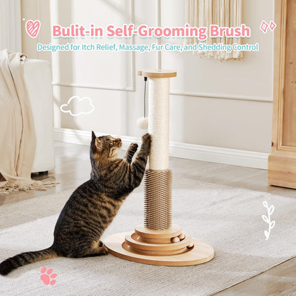 Made4Pets Cat Scratching Post for Indoor Cats with Self Groomer, 23" | Cat Scratcher with Natural Sisal Rope, Stable Base and Interactive Ball Track, Cat Toys for Kittens and Small Indoor Cats4