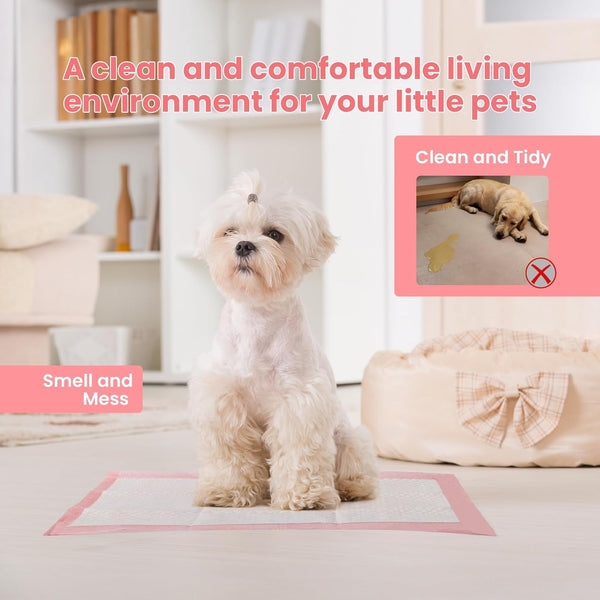 Pet Toilet Training Pads 100Count Disposable Puppy Pee Pads 18" X 13" for Dogs, Ultra Absorbent|Quick Dry|Leak-Proof Pet Potty Pads for Dog, Cat, Rabbits and Guinea Pigs (Pink)5