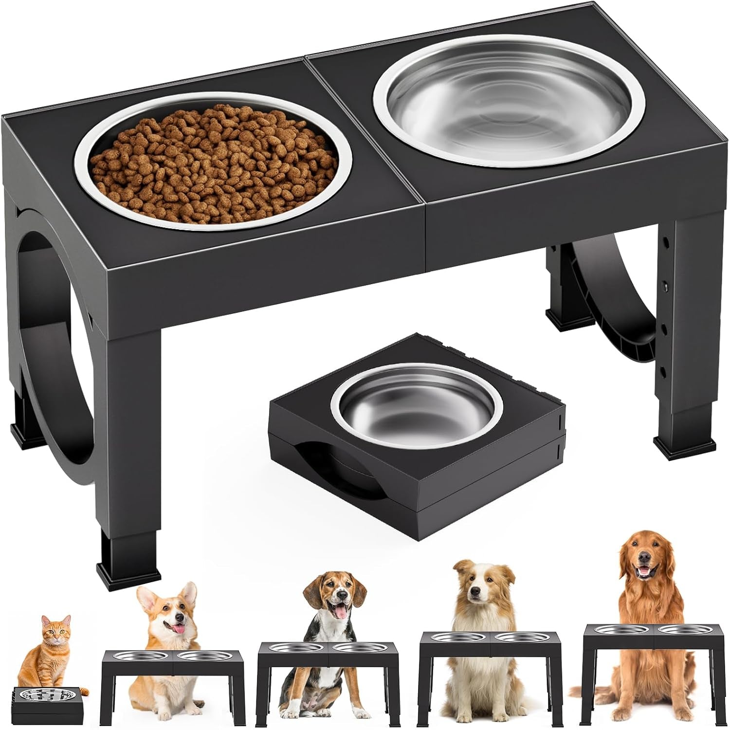 xiaz-elevated-dog-bowls-large-breed-raised-dogs-bowl-stand-large-medium-sized-dog-stainless-steel-food-water-bowl-stands-5-heights-adjustable-9-11-12-14in-black-pet-feeder-dish-station