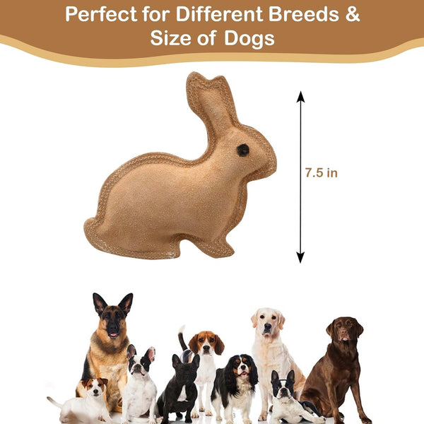 SPOT Dura-Fused Leather Rabbit Dog Toy – Durable Real Leather & Jute Chew Toy with Squeaker, Double-Stitched for Moderate Chewers, Small & Medium Dogs, 7.5In2
