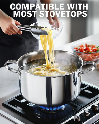 Multi-Ply Clad Stainless Steel 4-Quart Stockpots with Lid | Tri-Ply Dutch Oven for Boiling, Stews, Sauces, Induction Ready, Dishwasher & Oven Safe3