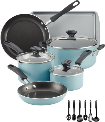Cookstart Aluminum Diamondmax Nonstick Cookware Set, Kitchen Essentials, 15-Piece, Aqua2