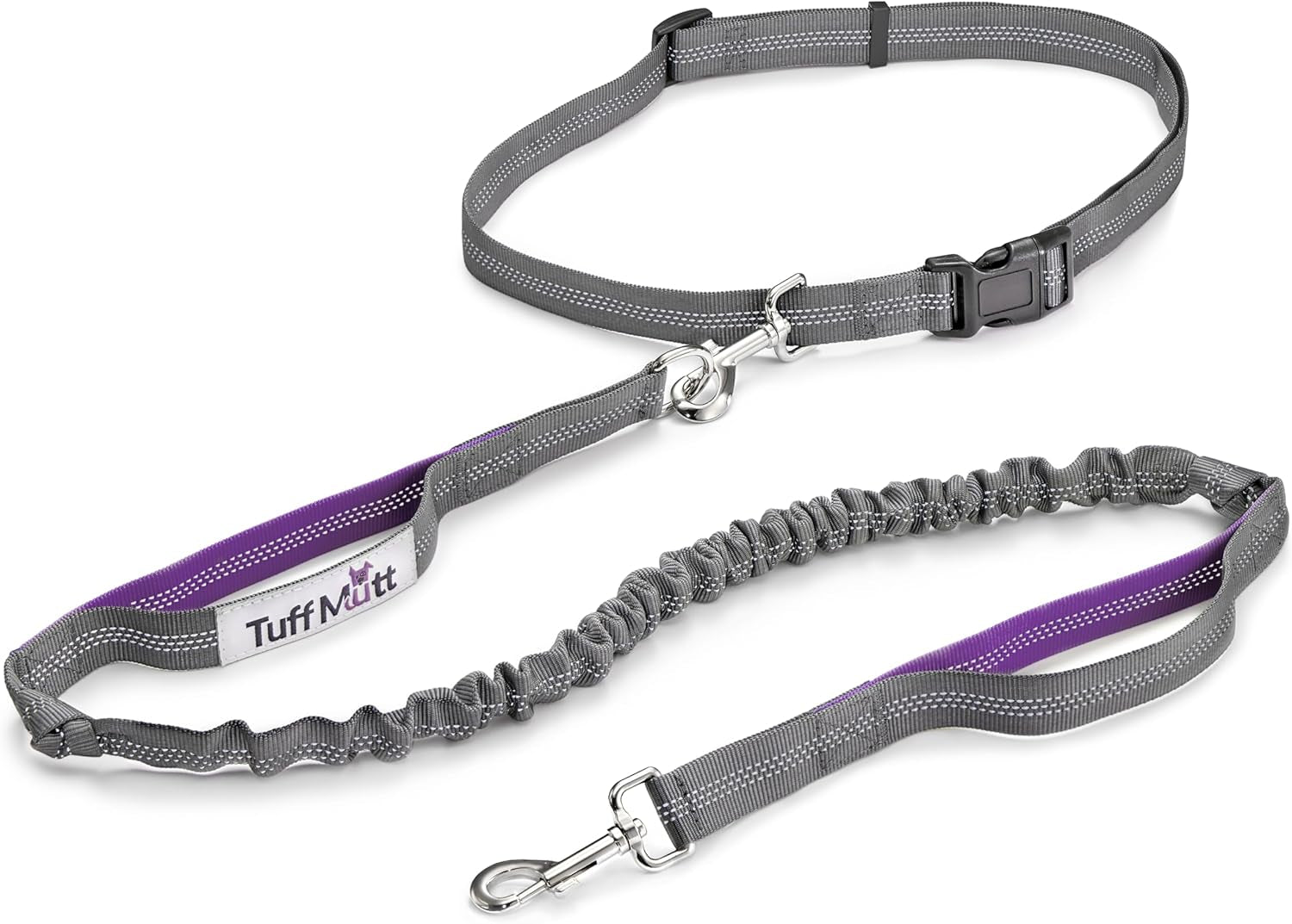 tuff-mutt-hands-free-dog-leash-for-walking-running-hiking-waist-leash-with-bungee-adjustable-belt-reflective-double-handle-design-for-large-medium-dogs