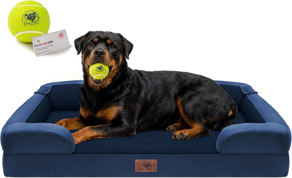 Waterproof Orthopedic Dog Bed for Extra Large Sized Dogs | Memory Foam Pet Bed Sofa with Bolster, Dog Couch with Washable Cover & Non-Slip Bottom, 42X30 Inch, Grey14