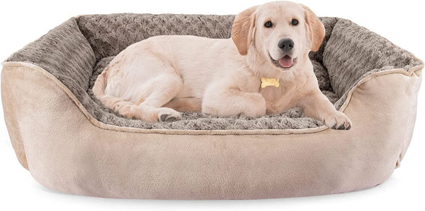 JOEJOY Rectangle Dog Bed for Large Medium Small Dogs - Washable Orthopedic Sofa Bed, Soft Breathable Puppy & Pet Cuddler, Durable Calming Dog Bed with Anti-Slip Bottom, Multiple Sizes, Beige1