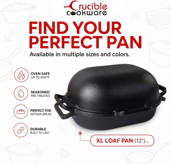Extra Large Cast Iron Artisan Bread Pan 6 Loop Handles Deep Lid for Steam Baking - Sourdough Bread Oven, Covered Loaf Baker6