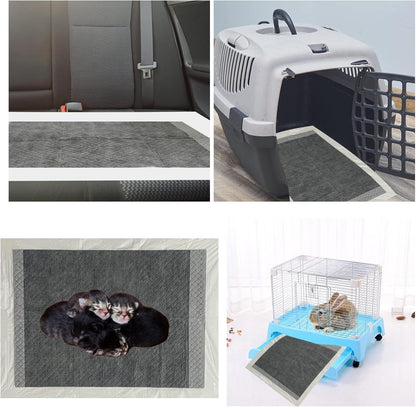 100 Pcs Disposable Rabbit Pee Pads,Pet Pees Pad Cage Black Carbon Liner,Super Absorbent Leak Proof Cushion Reduce Odor Bunny Training Accessories for Kitten Puppy Hamsters Hedgehog5