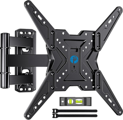 TV Wall Mount for Most 26 32 50 55-60 Inch Tvs, Full Motion TV Mount with Swivel, Tilt & Extension, Single Stud Wall Mount Bracket Holds up to 77 Lbs, Max VESA 400X400Mm, PIMF111