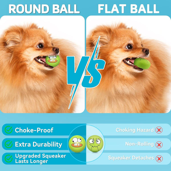 Squeaky Dog Toys Soft Latex Rubber Squeaky Dog Balls for Puppy Small Pet Dogs (8 Pack) (Round Balls)2