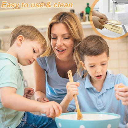 Wooden Spoons Kitchen 5 Pcs Cooking Utensils,Wooden Bamboo Utensil Set for Cooking,Heat Resistant for Nonstick Cookware-Best Kitchen Gifts3