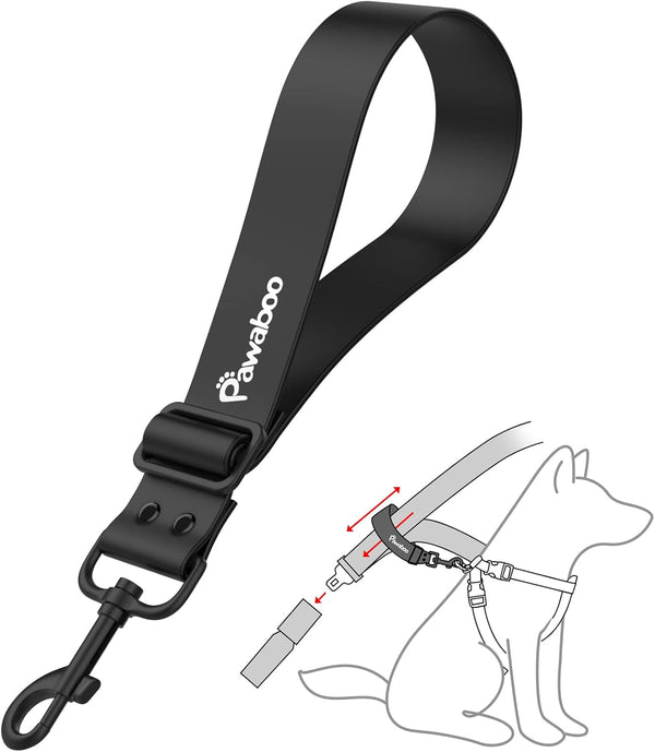 Pawaboo Dog Seat Belt for Car, with 360° Hook，20 In, Chew-Proof, Black | Adjustable Nylon & PVC Dog Car Safety Restraint, Dog Seat Belt Leashes for Cars, Universal Pet Safety Belts1