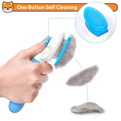 Dog & Cat Brush, Self Cleaning Slicker Brush for Pets Shedding | 1 Click Clean,Lightweight,Massaging Particles,Soft Non-Slip Handles,For All Furry Animls3