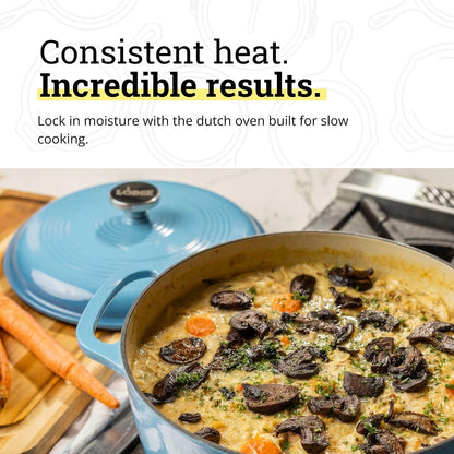 Essential Enamel Cast Iron Dutch Oven, 6 Quart, Cornflower Blue | Ideal for Bread Baking, Braising, Marinating & Slow Cooking, Features Moisture-Sealing Lid & Dual Handles3