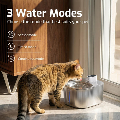 Wireless Cat Water Fountain Stainless Steel,135Floz/4L Battery Operated Automatic Pet Fountain,Cordless Cat Water Dispenser Pet Drinking Water Fountain for Multicat Cats Dog Outdoor3