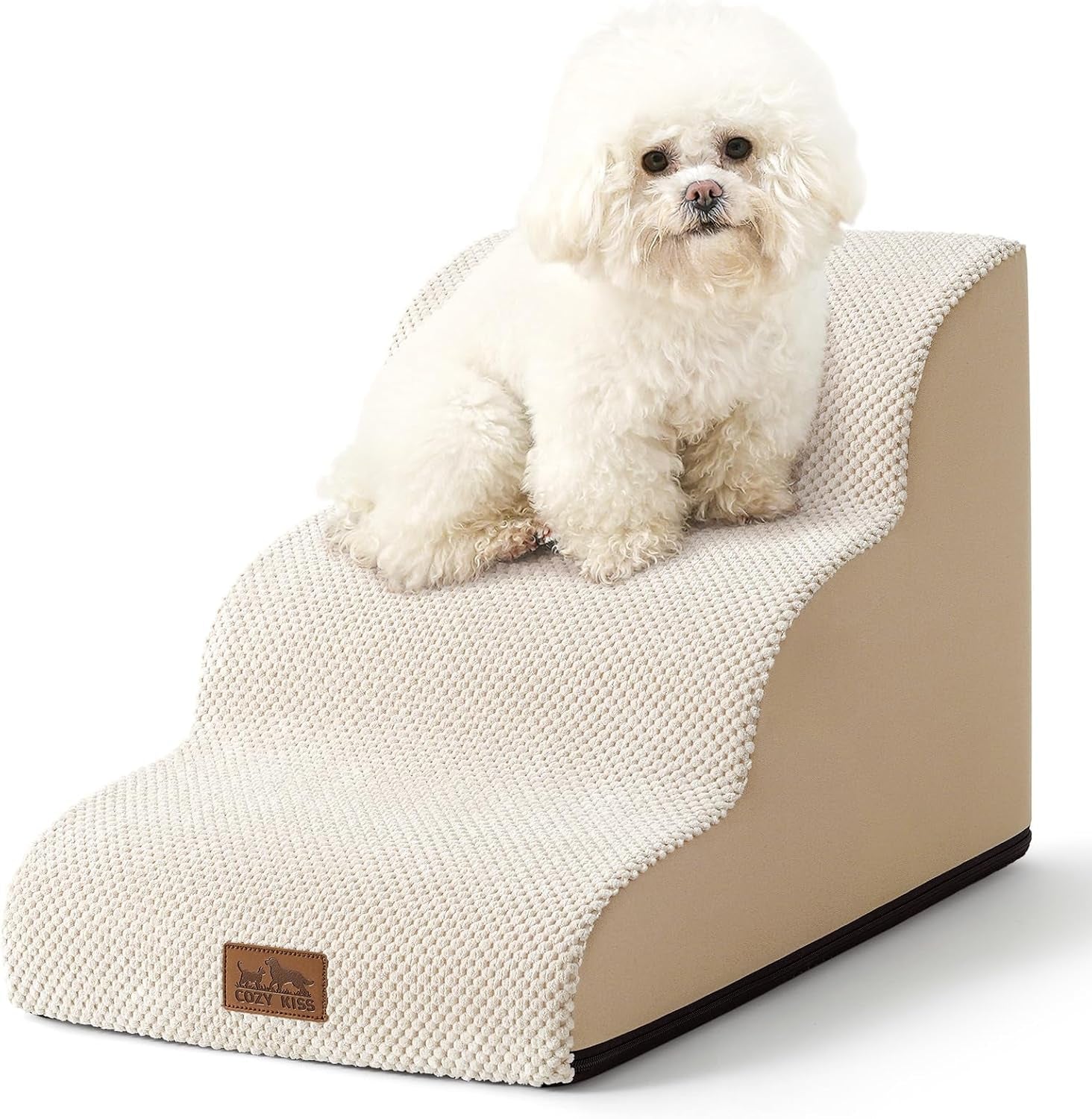 cozy-kiss-dog-stair-for-small-dog-15-7-h-3-step-pet-ramp-for-couch-curved-stable-dog-step-for-puppy-older-cat-senior-medium-short-legged-dog-non-slip-ladder-15-7x22-4x15-7-inch-beige
