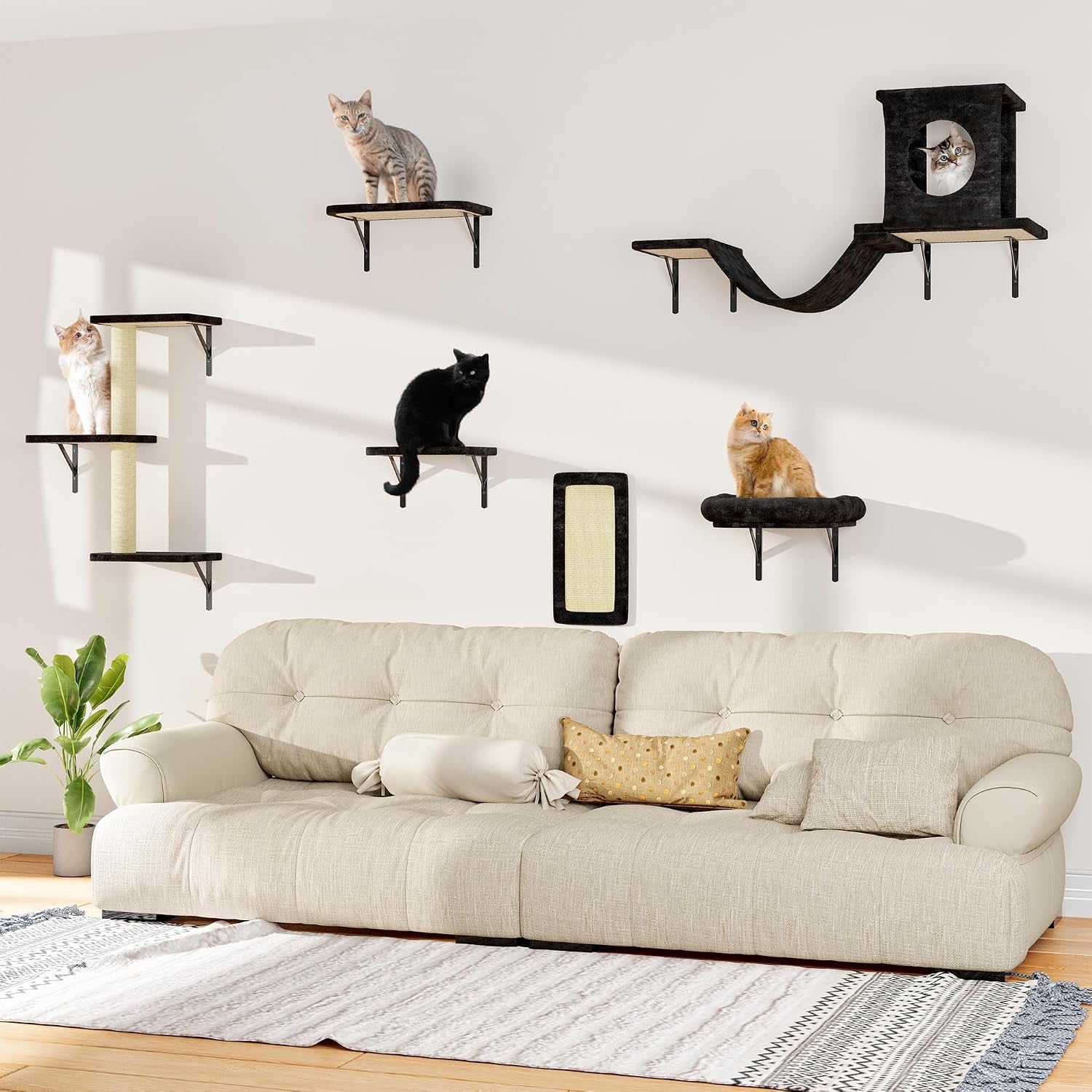 12-in-1-cat-wall-shelves-wall-mounted-cat-climber-with-condo-house-scratching-post-bridge-ladder-space-saving-indoor-play-furniture-for-kittens-black