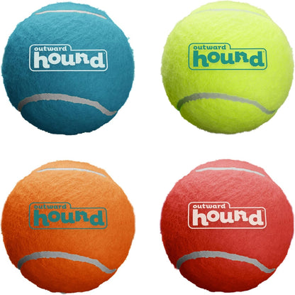 Outward Hound Squeaker Ballz – Squeaky Tennis Balls for Dogs under 50 Lbs, Interactive Dog Toy for Fetch & Training, Medium (2.5"), 4‑Pack1