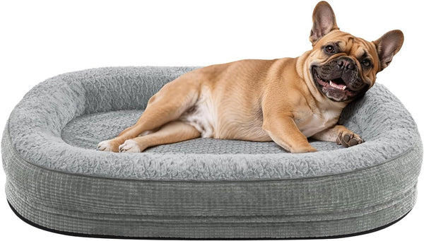 JOEJOY Orthopedic Dog Beds Large Sized Dog, XL Egg-Crate Memory Foam Pet Couch Bed with Bolster Sides, Waterproof Lining, Removable Washable Cover & Non-Slip Bottom, Grey19
