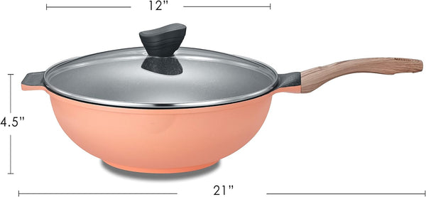 13" INOBLE Nonstick Wok Stir Fry Pan Cookware. Premium JAPAN INOBLE Coating (Blush)2
