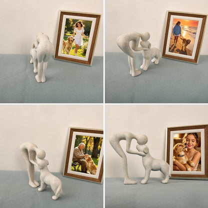 Abstract Person and Dog Head-To-Head Figurine Sandstone | Abstract Sculpture Celebrating the Bond between Person and Pet. Intimate Head-To-Head Touching Memory Keepsake for Dog Lovers6