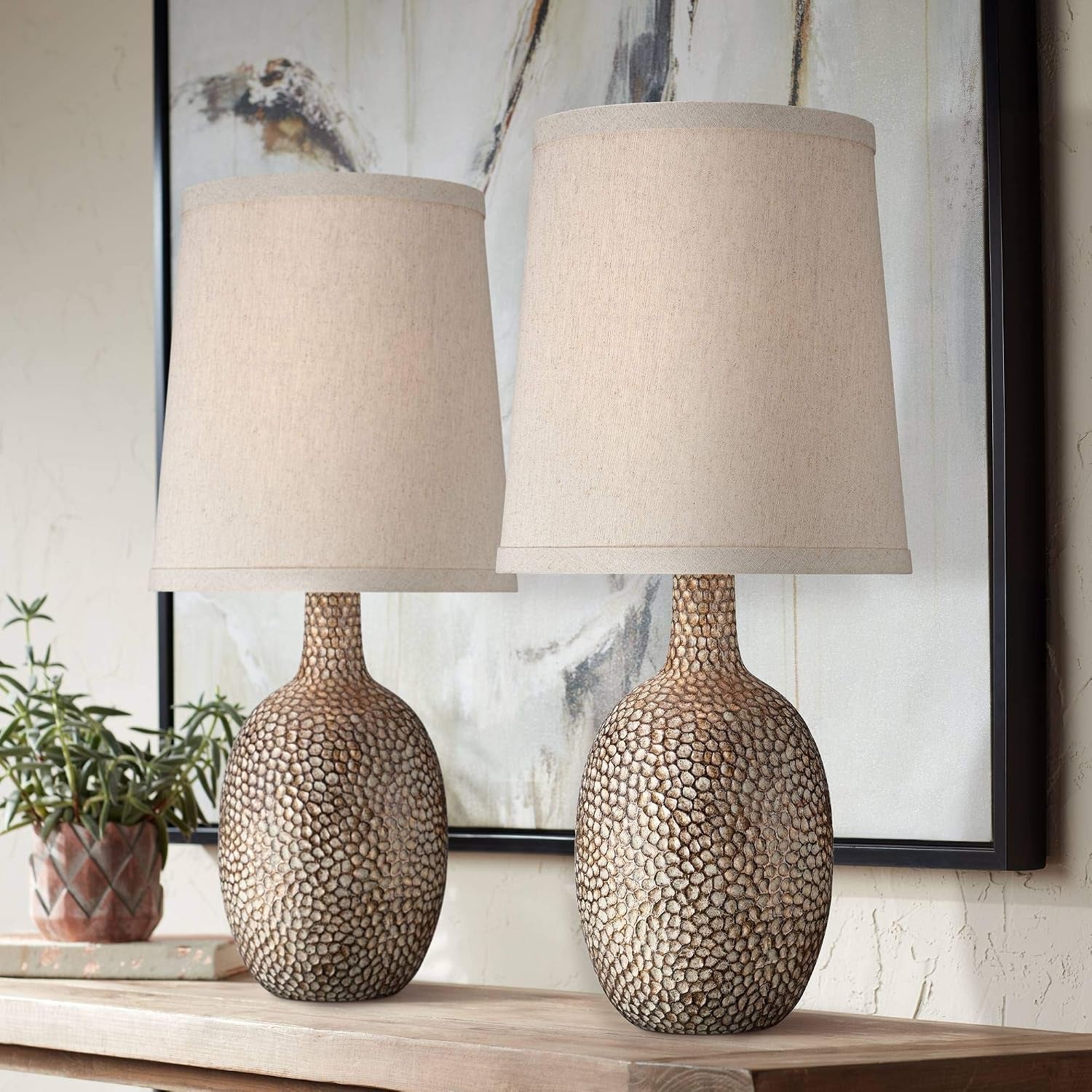 chalane-23-1-2-high-table-lamps-set-of-2-hammered-bronze-brown-farmhouse-natural-textured-rustic-antique-bedroom-living-room-house-bedside-nightstand-office-home-family-linen-shade