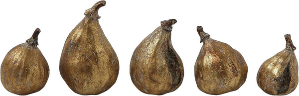 Creative Co-Op Resin Figs with Gold Finish (Set of 5 Pieces)3