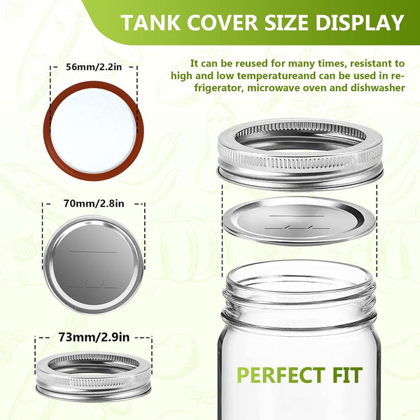 Canning Lids and Rings Regular Mouth, 24Pcs Split Type Metal Mason Jar Lids with Bands for Regular Mouth Ball, Kerr Jars - Food Grade with Silicone Airtight Seal Small Canning Lids (70Mm)6