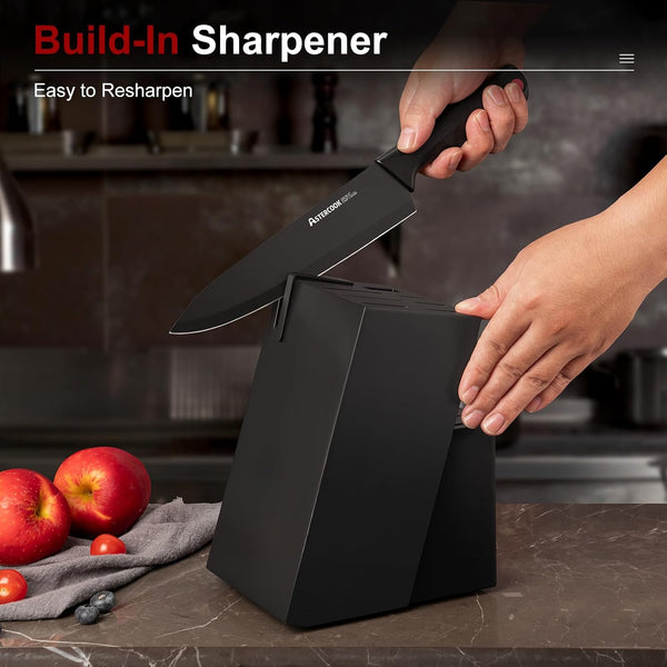 Knife Set for Kitchen with Block and Sharpener 15Pcs German | Stainless Steel Kitchen Utensils Set Dishwasher Safe4