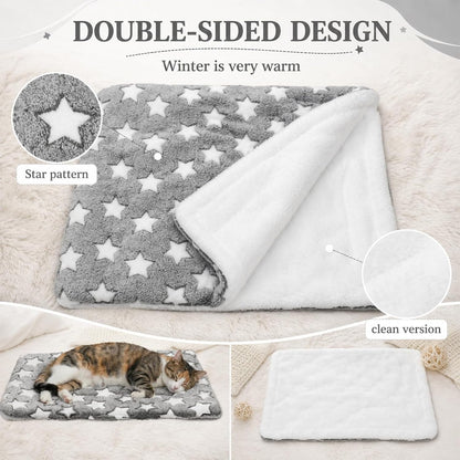 4 Pcs Dog Bed Mat, Comfortable Soft Pad for Pets Reversible Crate | Pads Dog Crate Bed Washable Cute Star Pet Beds for Cage Portable Soft Kennel Mat for Outdoor Sleeping Small Dogs Cat Sleeping4