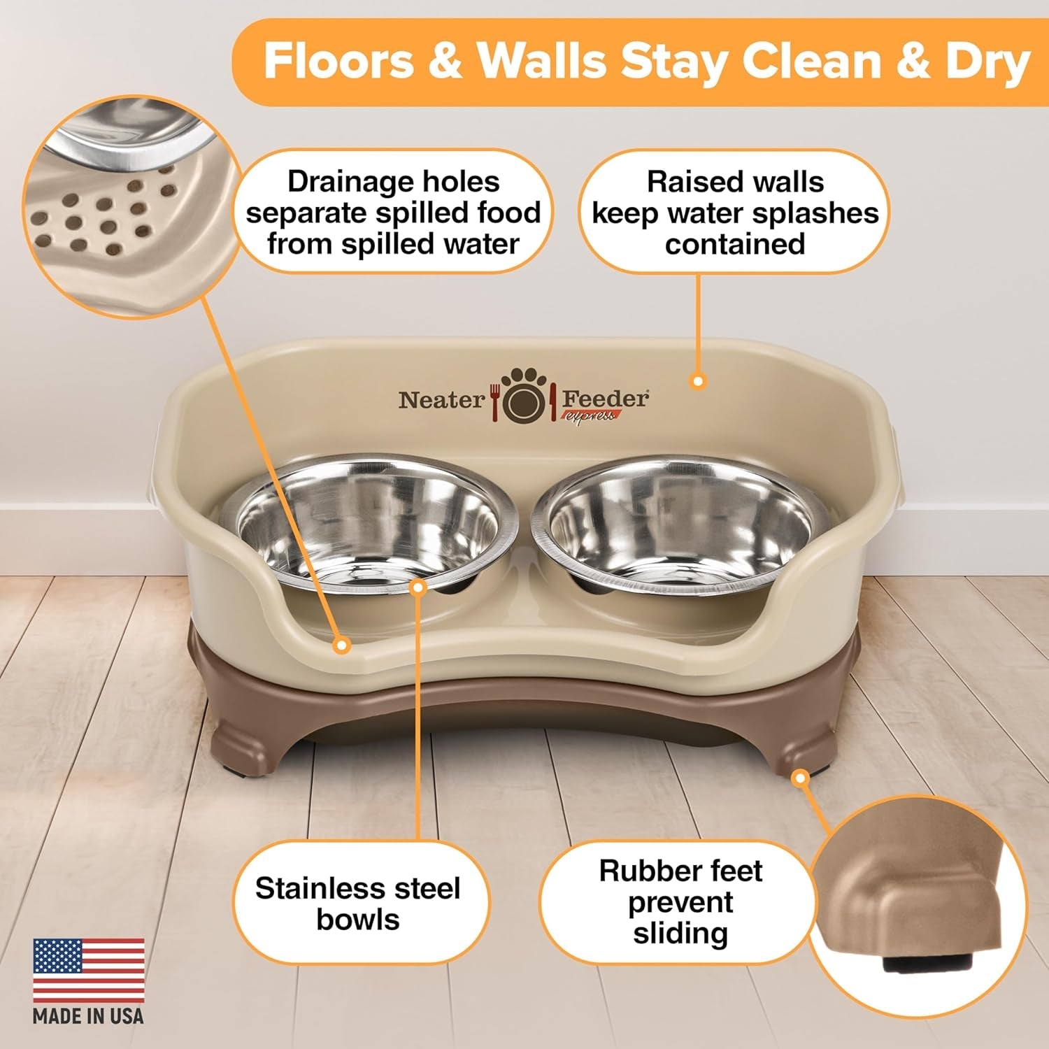neater-feeder-express-mess-proof-dog-bowls-elevated-for-small-breeds-under-15-lb-made-in-usa-no-spill-raised-dog-food-bowl-stand-stainless-steel-food-and-water-bowl-set-feeding-station-cappuccino