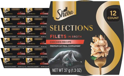 Sheba Selections Filets Wet Cat Food Complement, Variety, 1.3 Oz, 24 Ct | Grain-Free, Real Chicken #1 Ingredient, No Corn or Soy, No Artificial Flavors, Peel & Serve Topper or Treat, 1.3 Oz. Cups14