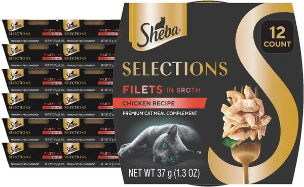 Sheba Selections Filets Wet Cat Food Complement, Variety, 1.3 Oz, 24 Ct | Grain-Free, Real Chicken #1 Ingredient, No Corn or Soy, No Artificial Flavors, Peel & Serve Topper or Treat, 1.3 Oz. Cups14