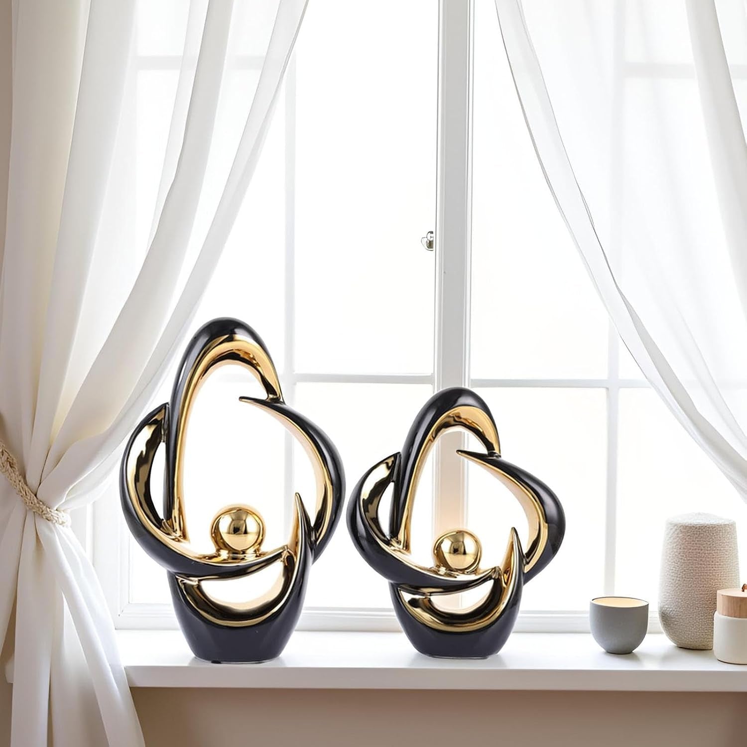 2pcs-home-decor-accent-ceramic-statue-abstract-sculptures-centerpieces-mid-century-modern-decor-for-tables-coffee-table-top-decorations-for-living-room-desktop-shelf-dining-room-kitchen-black
