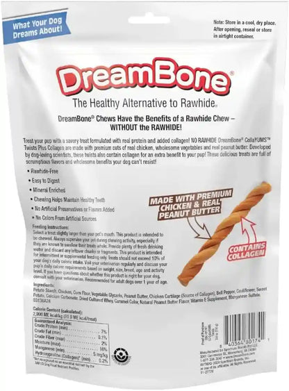 Dreambone Collayums Twists plus Collagen Chews for Dogs, 10 Count, Treat Your Dog to Rawhide-Free Chews Made with Chicken, Vegetables and Peanut Butter2