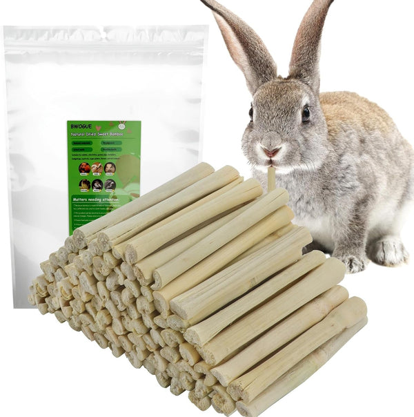BWOGUE 100G Pet Snacks, Bamboo Chews for Rabbits, Sweet Bamboo Chew Sticks | About10-14 Sticks, 3.94 in Bamboo Sticks for Rabbits, Rabbit Chew Toys, Squirrels, Guinea Pigs, Chinchillas & Hamsters9