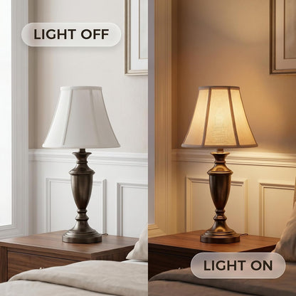 White Bell Lamp Shades Set of 2, 6.7" Top X 13" Bottom X 10" Height, Fabric Replacement Lampshades for Table Lamps, Spider Fitter Shades for Home Decoration in Living Room & Bedroom, Assembly Required8