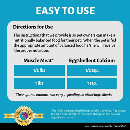 Calcium for Dogs and Cats - Fine Eggshell Powder - Strong Hip & Joint Supplement for Dogs and Cats- Dietary Supplement - No Additives - Pet'S Friend Eggshellent Calcium 16Oz7