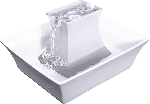 Petsafe Drinkwell Pagoda Fountain, Filters Included, 70 Oz Ceramic, White | 2 Free-Falling Water Streams Encourage Hydration, Pet Fountain for Cats & Small Dogs, Replaceable Carbon & Foam Filters1