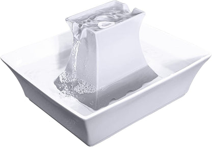 Petsafe Drinkwell Pagoda Fountain, Filters Included, 70 Oz Ceramic, White | 2 Free-Falling Water Streams Encourage Hydration, Pet Fountain for Cats & Small Dogs, Replaceable Carbon & Foam Filters1