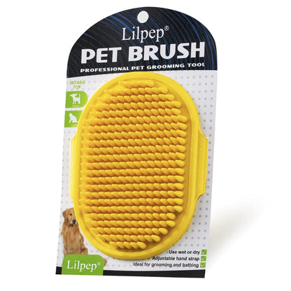 Dog Grooming Brush, Lilpep Pet Shampoo Bath Brush Soothing Massage Rubber Comb with Adjustable Ring Handle for Long Short Haired Dogs and Cats (Blue+Green, Pack of 2)10